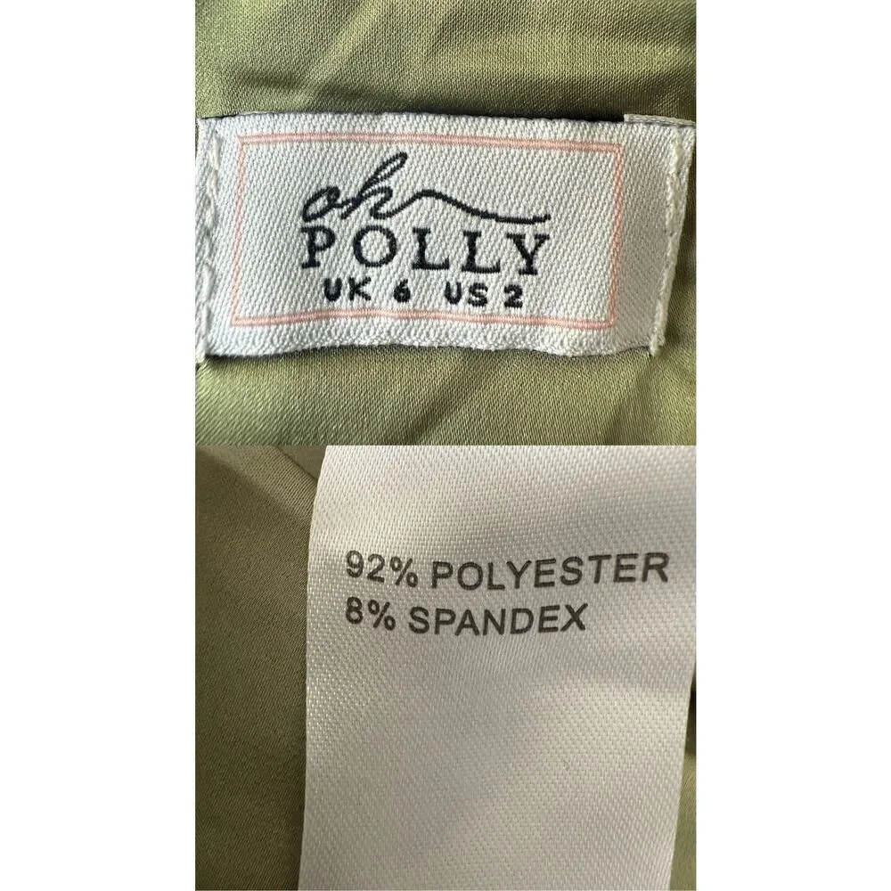 Oh Polly Sage Green Satin Cowl Neck Midi Dress Size 2